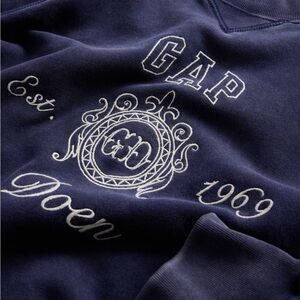 Gap x DOEN Blue Sweatshirt with Embroidered Crest